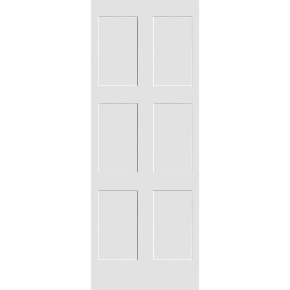 CODEL Doors Primed 8433 Series Bifold 36-in x 80-in Primed White/Unfinished 3-panel square Smooth Solid core Primed Pine Wood Closet Bifold Door ( Hardware Included )