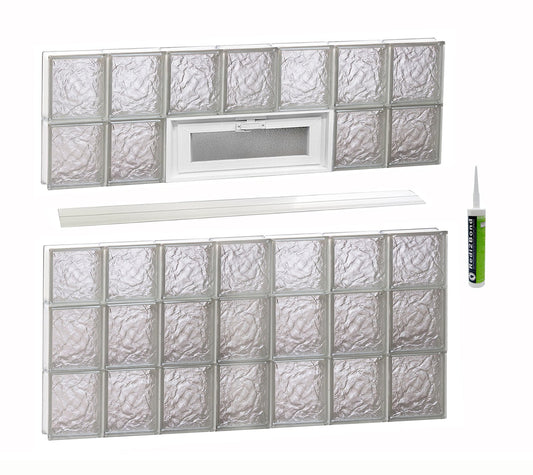 REDI2SET Ice Glass 40-1/4-in x 36-3/4-in Frameless Replacement Vented Glass Block Window