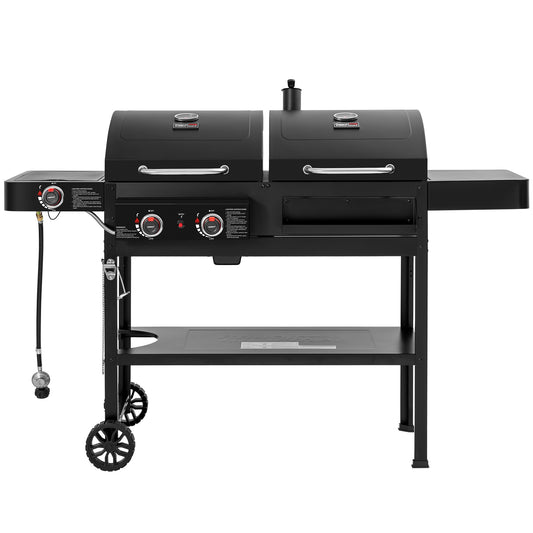 Royal Gourmet Dual Fuel Grill Black Liquid propane and charcoal Combo Grill 1 -Side Burners