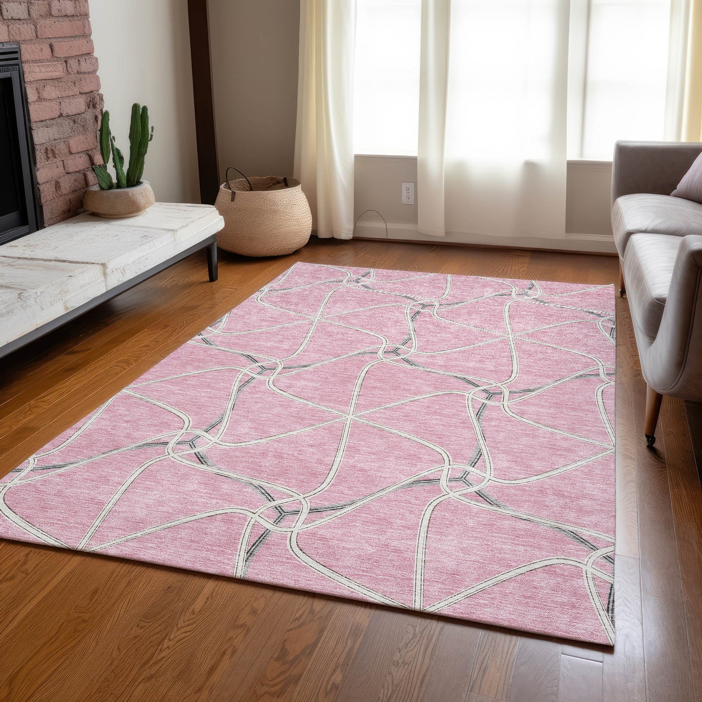 Addison Rugs Chantille ACN948PI 9 x 12 (ft) Loomed Pink Rectangular Indoor/Outdoor Machine washable Pet Friendly Area rug