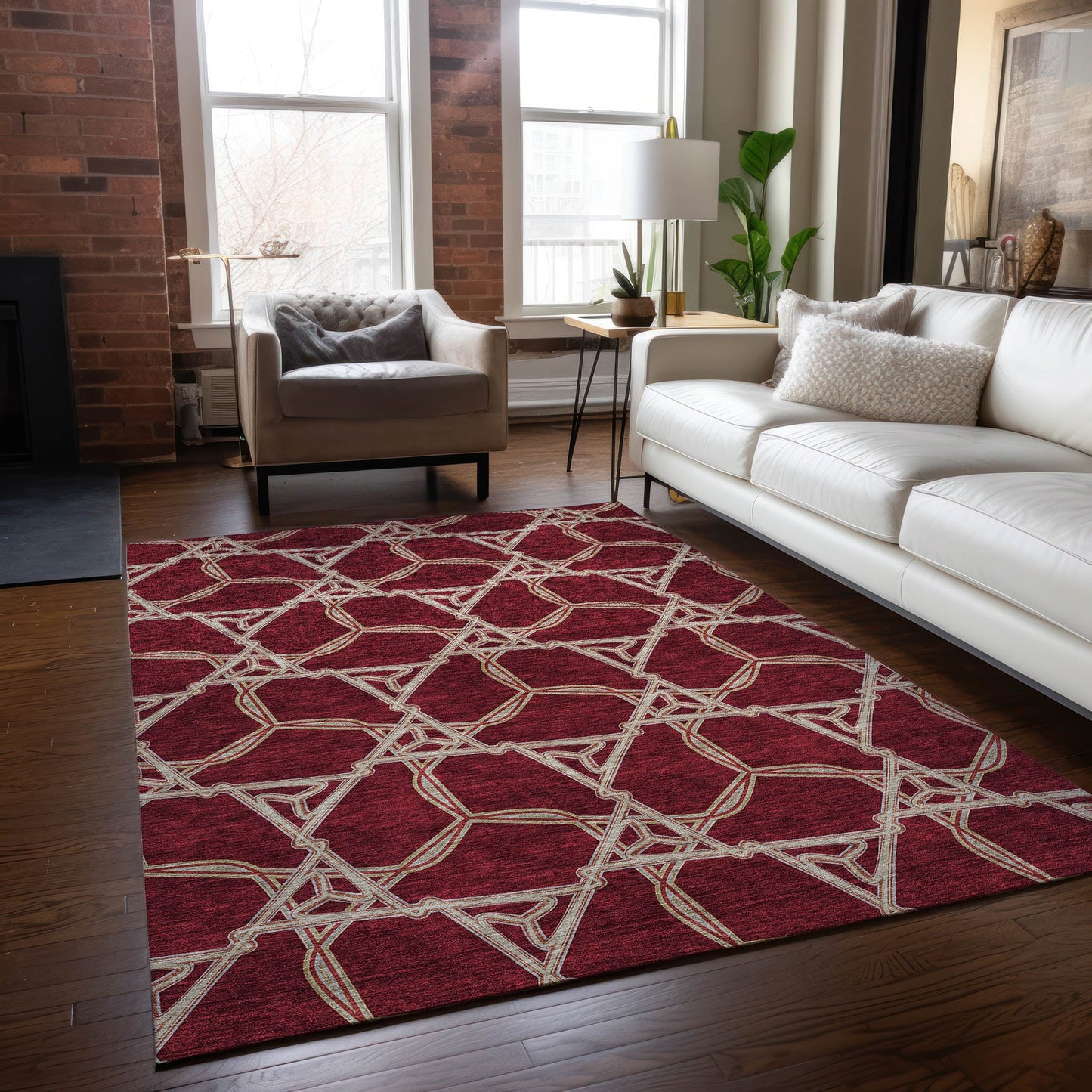 Addison Rugs Chantille ACN959BN 8 x 10 (ft) Loomed Burgundy Rectangular Indoor/Outdoor Machine washable Pet Friendly Area rug