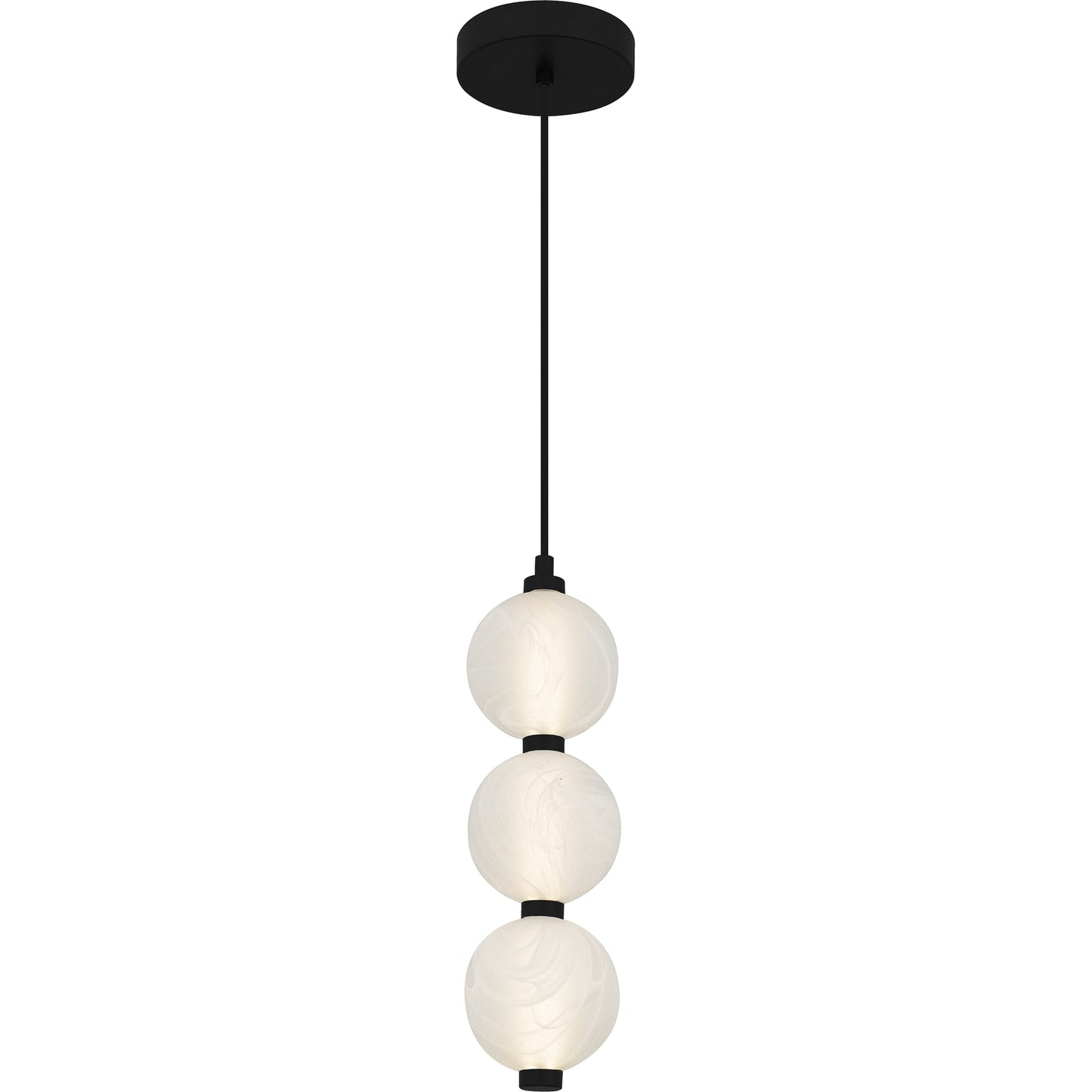 Quoizel Clarendon 1 -Light Matte Black Modern/contemporary Alabaster glass Geometric Integrated LED Mini Hanging Pendant light