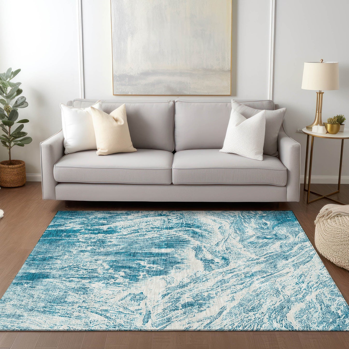 Addison Rugs Chantille ACN971TE 9 x 12 (ft) Loomed Teal Rectangular Indoor/Outdoor Machine washable Pet Friendly Area rug