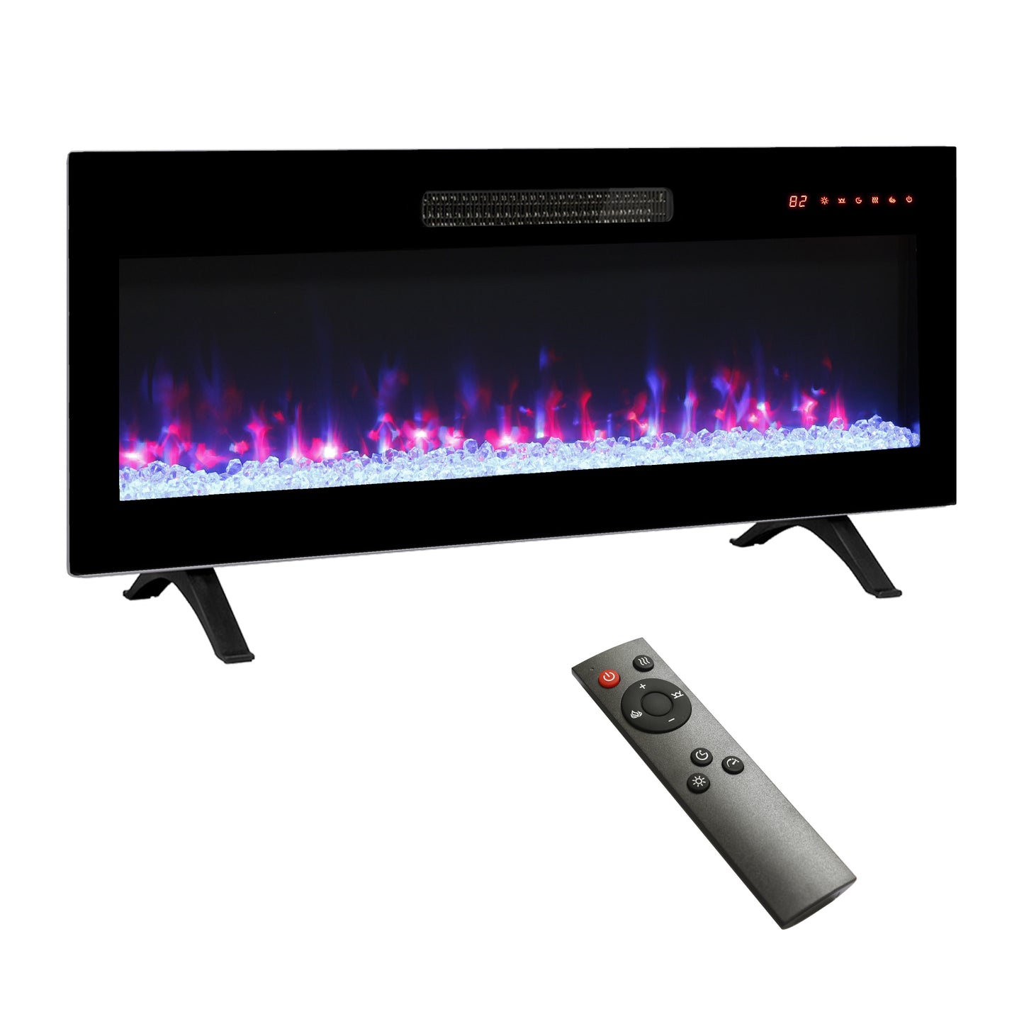 EdenDirect 36-in W Black Wall mount LED Flat wall Electric Fireplace with Remote Control Included