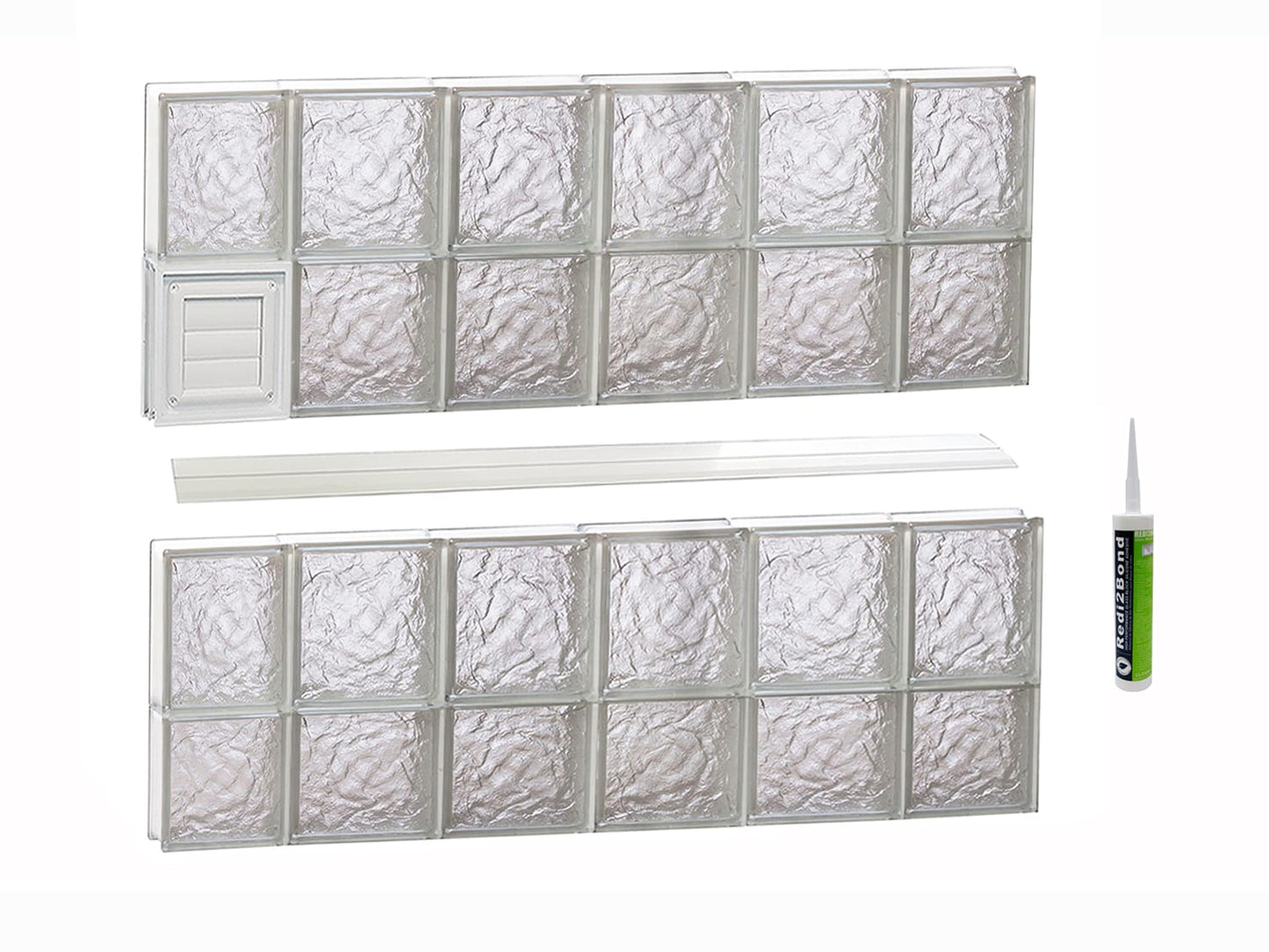 REDI2SET Ice Glass 42-1/2-in x 29-in Frameless Replacement Dryer vent Glass Block Window