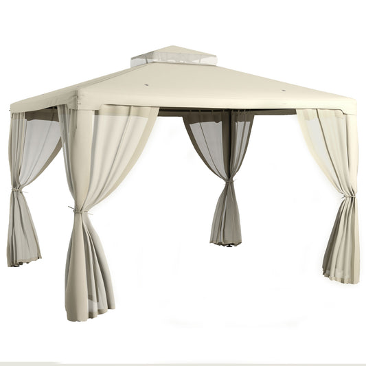 Lycvki 11.5-ft x 9.5-ft Gazebos Cream White Gazebo with Soft Top Roof (Screen Included)
