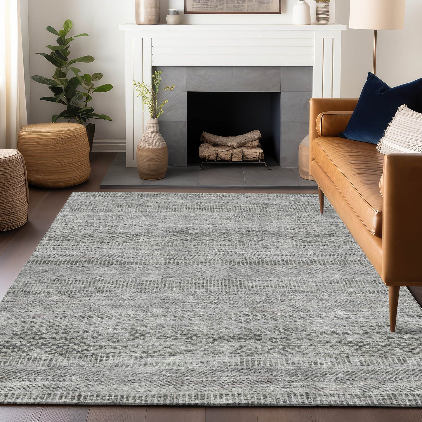 Addison Rugs Chantille ACN1634GY 9 x 12 (ft) Loomed Gray Rectangular Indoor/Outdoor Machine washable Pet Friendly Area rug