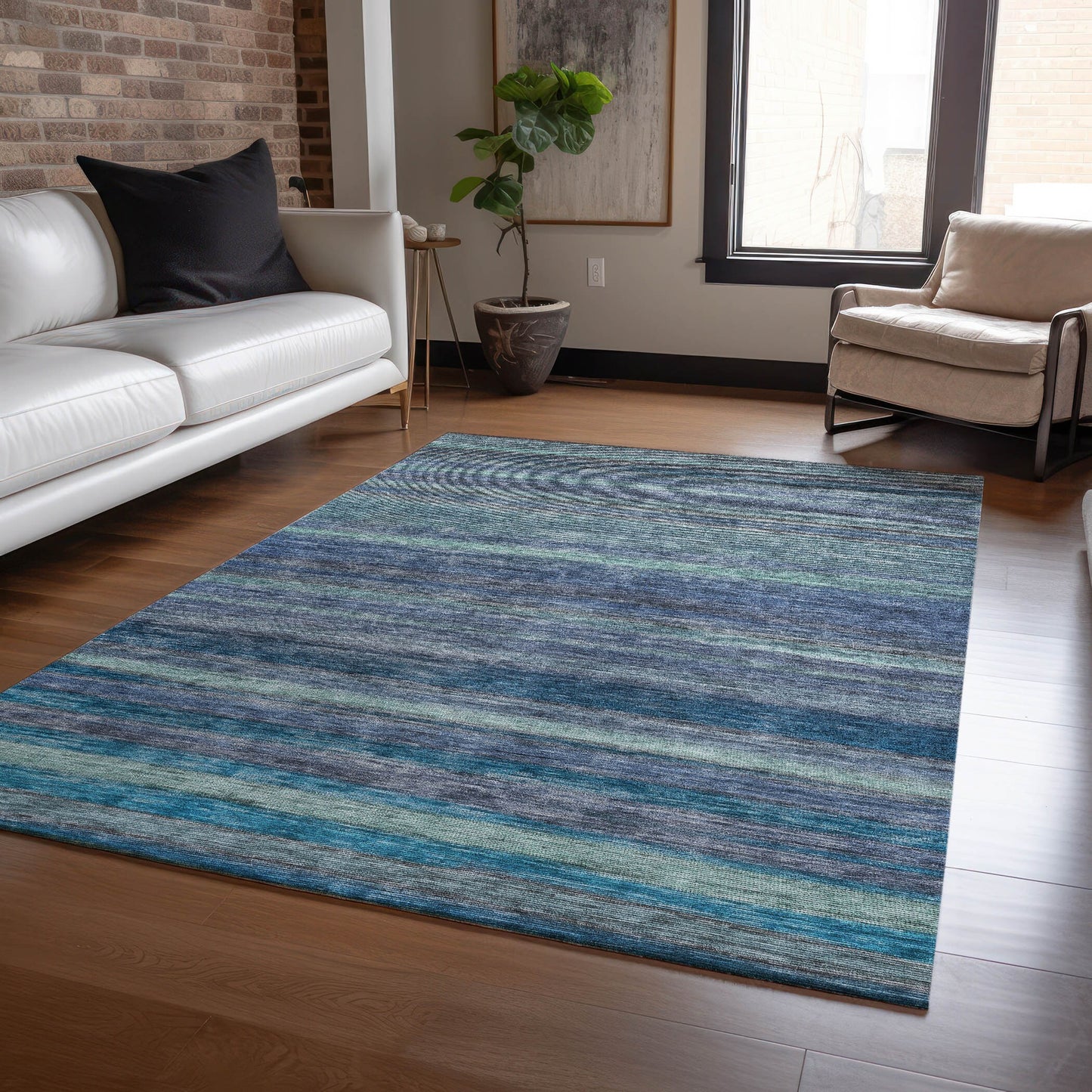 Addison Rugs Chantille ACN1639BU 9 x 12 (ft) Loomed Blue Rectangular Indoor/Outdoor Machine washable Pet Friendly Area rug