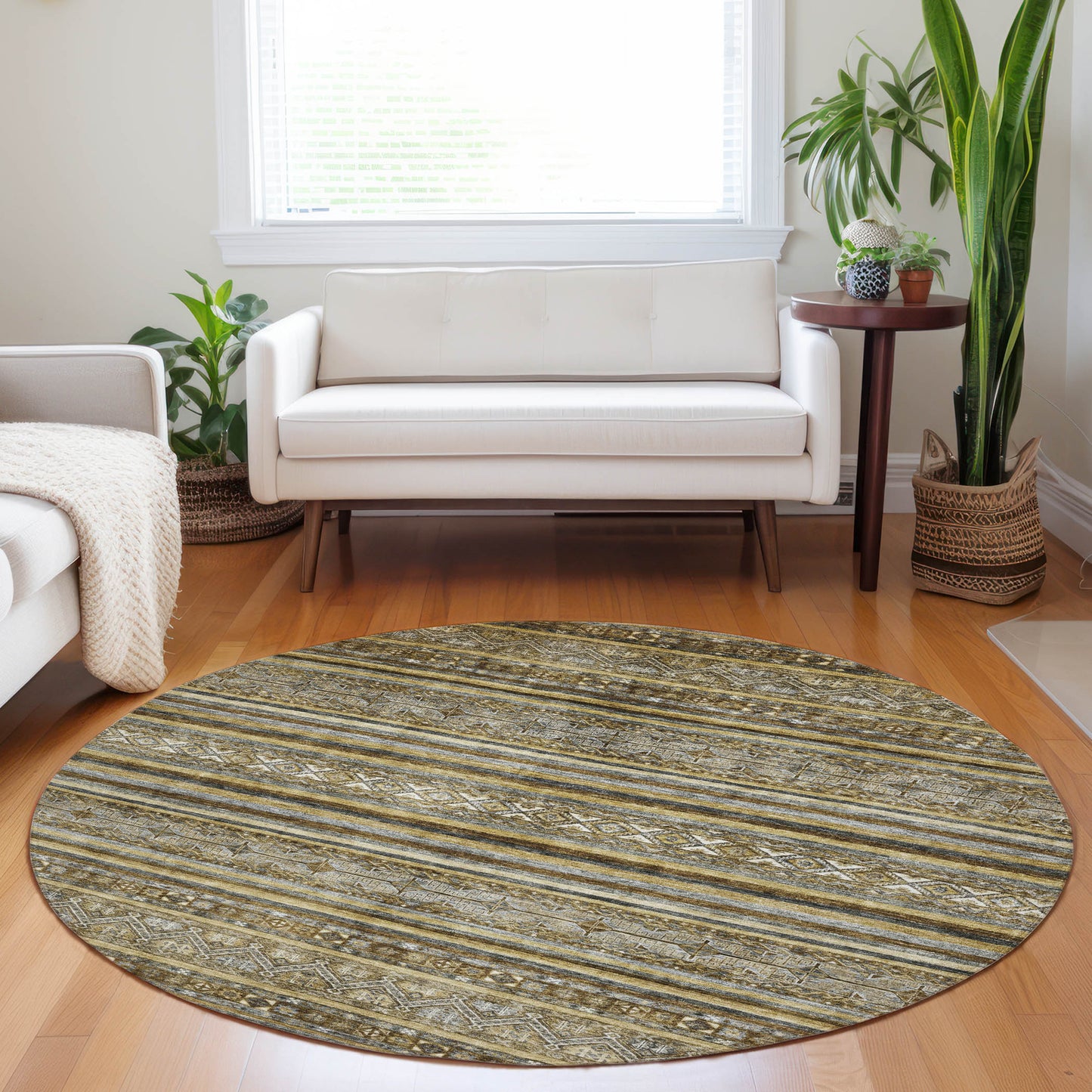 Addison Rugs Chantille ACN1653BR 8 x 8 (ft) Loomed Brown Round Indoor/Outdoor Machine washable Pet Friendly Area rug