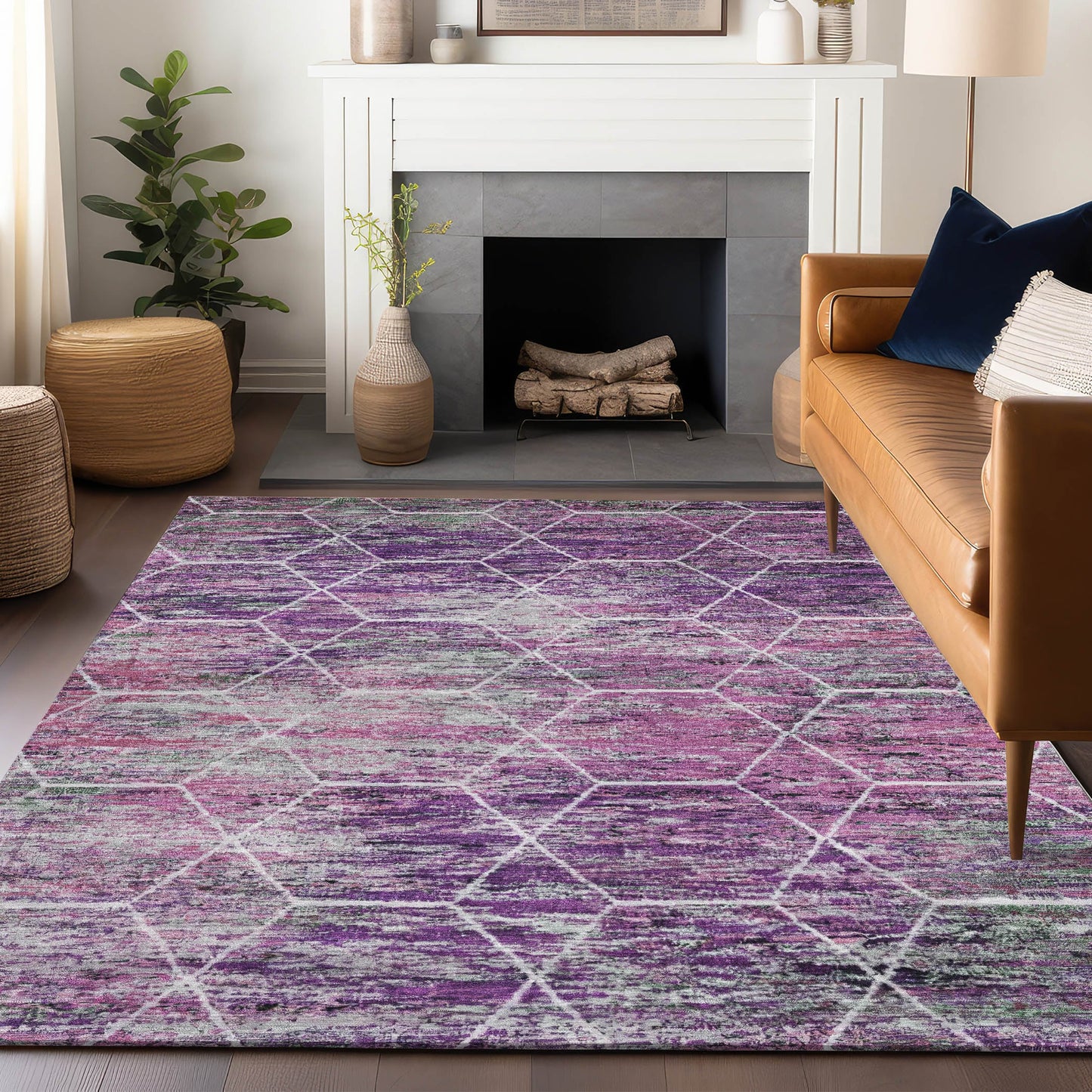 Addison Rugs Chantille ACN1724PP 9 x 12 (ft) Loomed Purple Rectangular Indoor/Outdoor Machine washable Pet Friendly Area rug