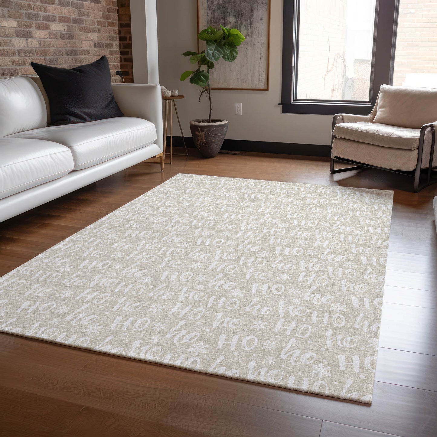 Addison Rugs Chantille ACN1814BG 8 x 10 (ft) Loomed Beige Rectangular Indoor/Outdoor Machine washable Pet Friendly Area rug