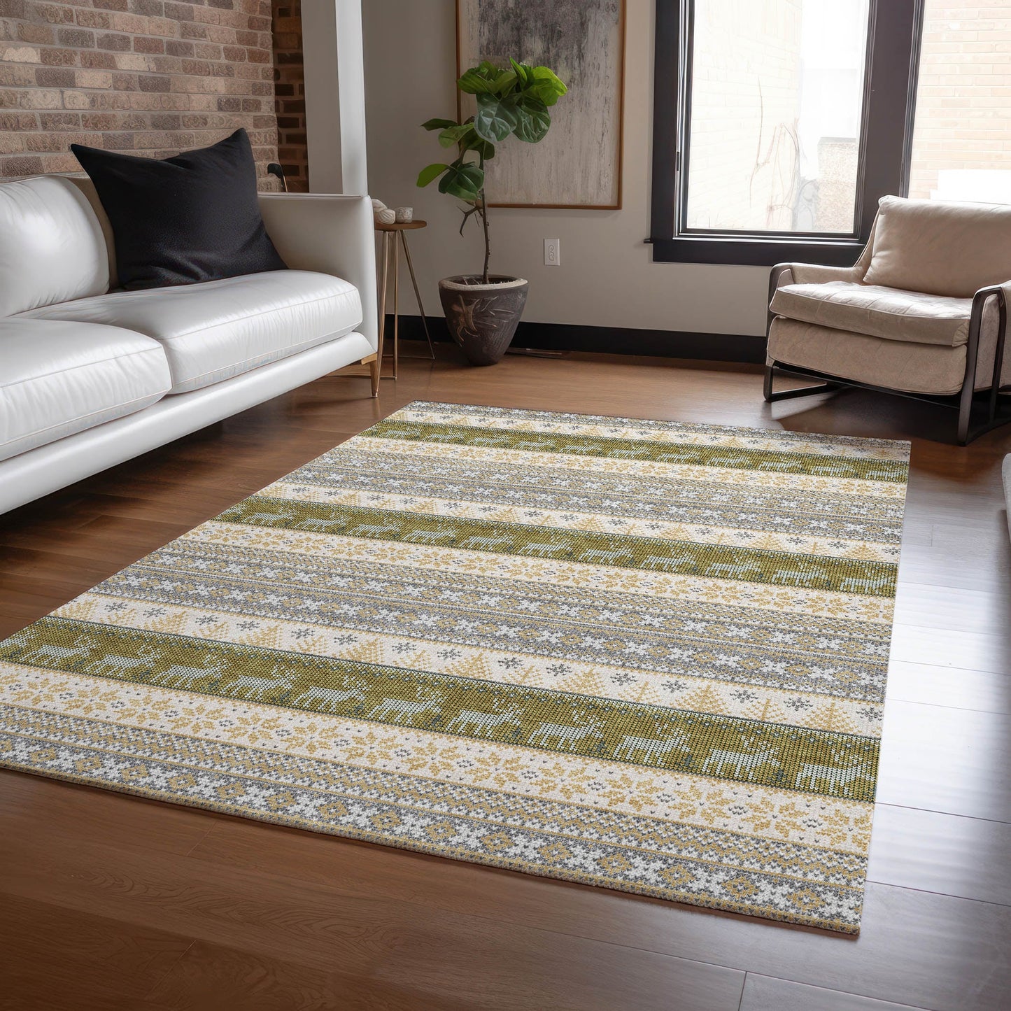 Addison Rugs Chantille ACN1818GY 9 x 12 (ft) Loomed Gray Rectangular Indoor/Outdoor Machine washable Pet Friendly Area rug