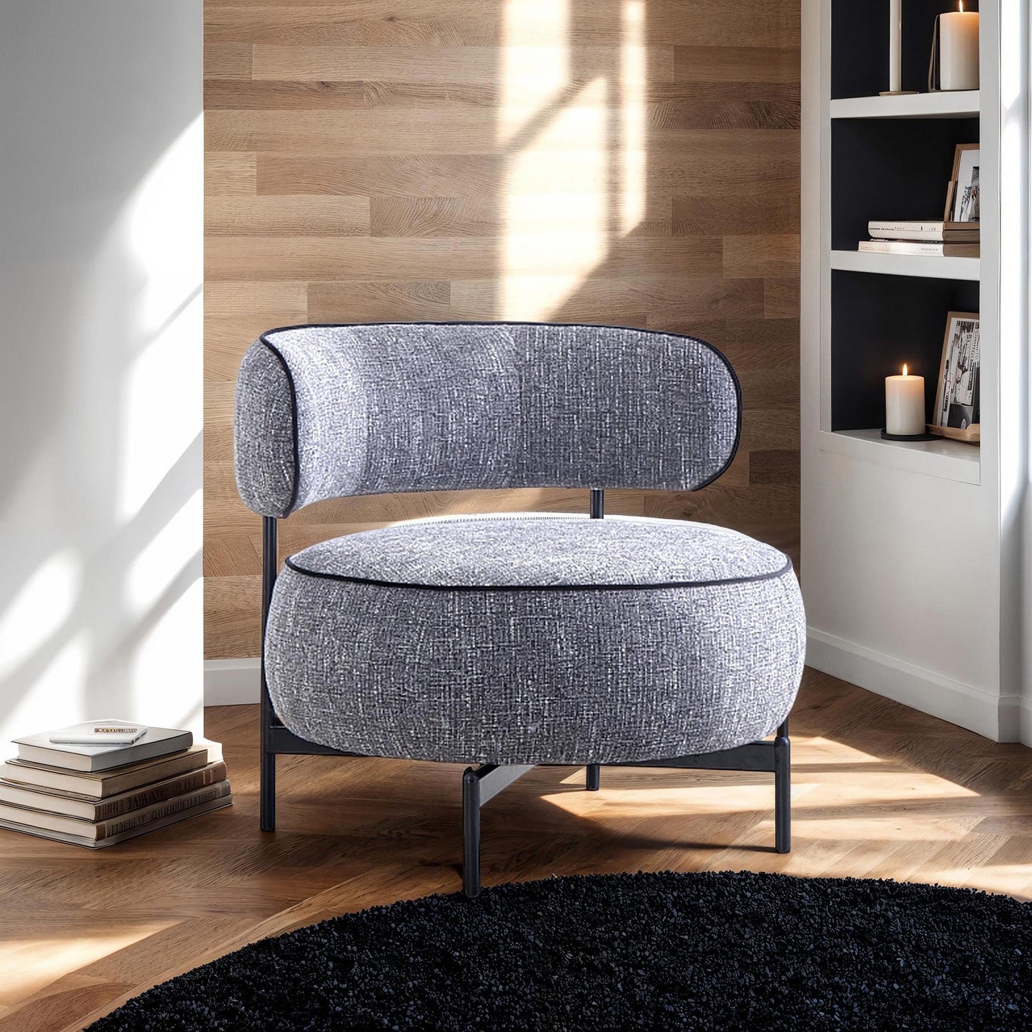 Furniture of America Lani Modern Dark Gray Swivel Accent Chair