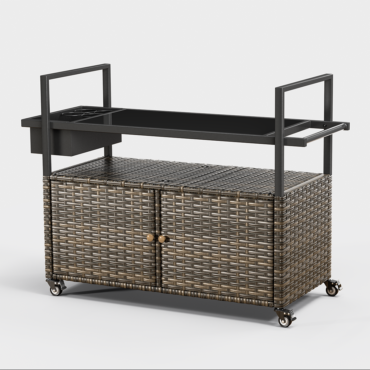 Rilyson Mobile Rectangle Wicker Outdoor Dining Table 20.5-in W x 49.2-in L