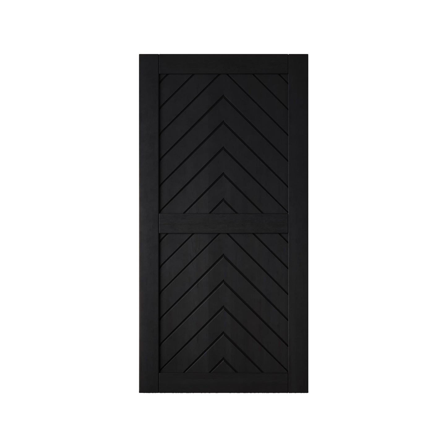 HOMACER 32-in x 80-in Black Herringbone Pine Wood Solid core Single Barn Door (Hardware Not Included)