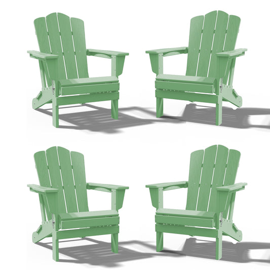 JEAREY HDPE Folding Adirondack Chair Set of 4 Set of 4 Stackable Light Green HDPE Frame Stationary Adirondack Chair with Slat Seat