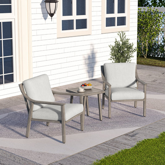 3 -Piece Patio Conversation Set with Gray Cushions