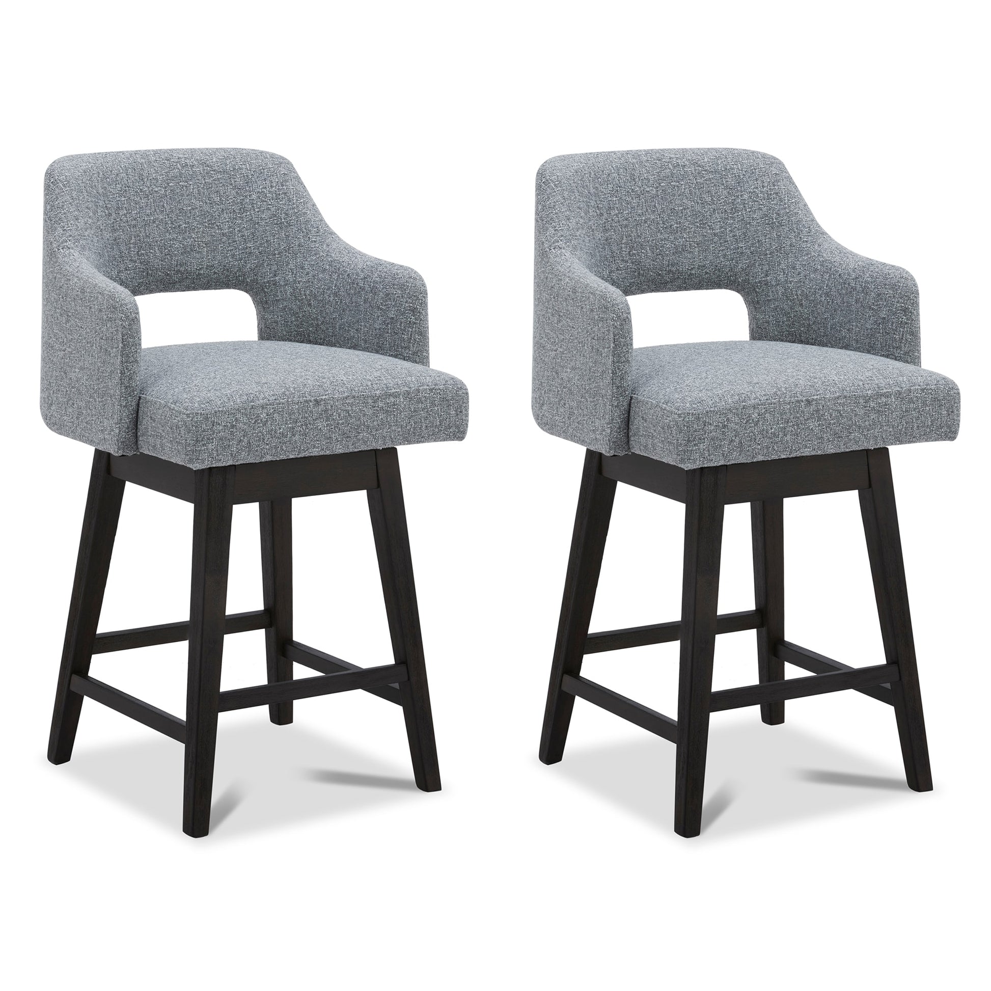 Circle 55 Gray(Multi-Colored) 26-in H Counter height Upholstered Swivel Wood Bar Stool 2 -Pack