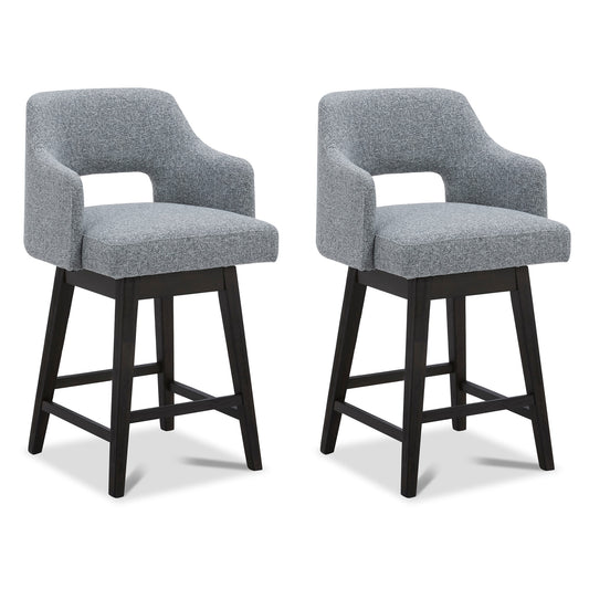 Circle 55 Gray(Multi-Colored) 26-in H Counter height Upholstered Swivel Wood Bar Stool 2 -Pack