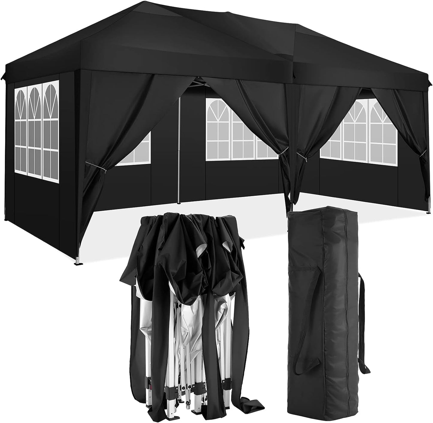 Maocao Hoom 20-ft x 10-ft Rectangle Black Pop-up canopy
