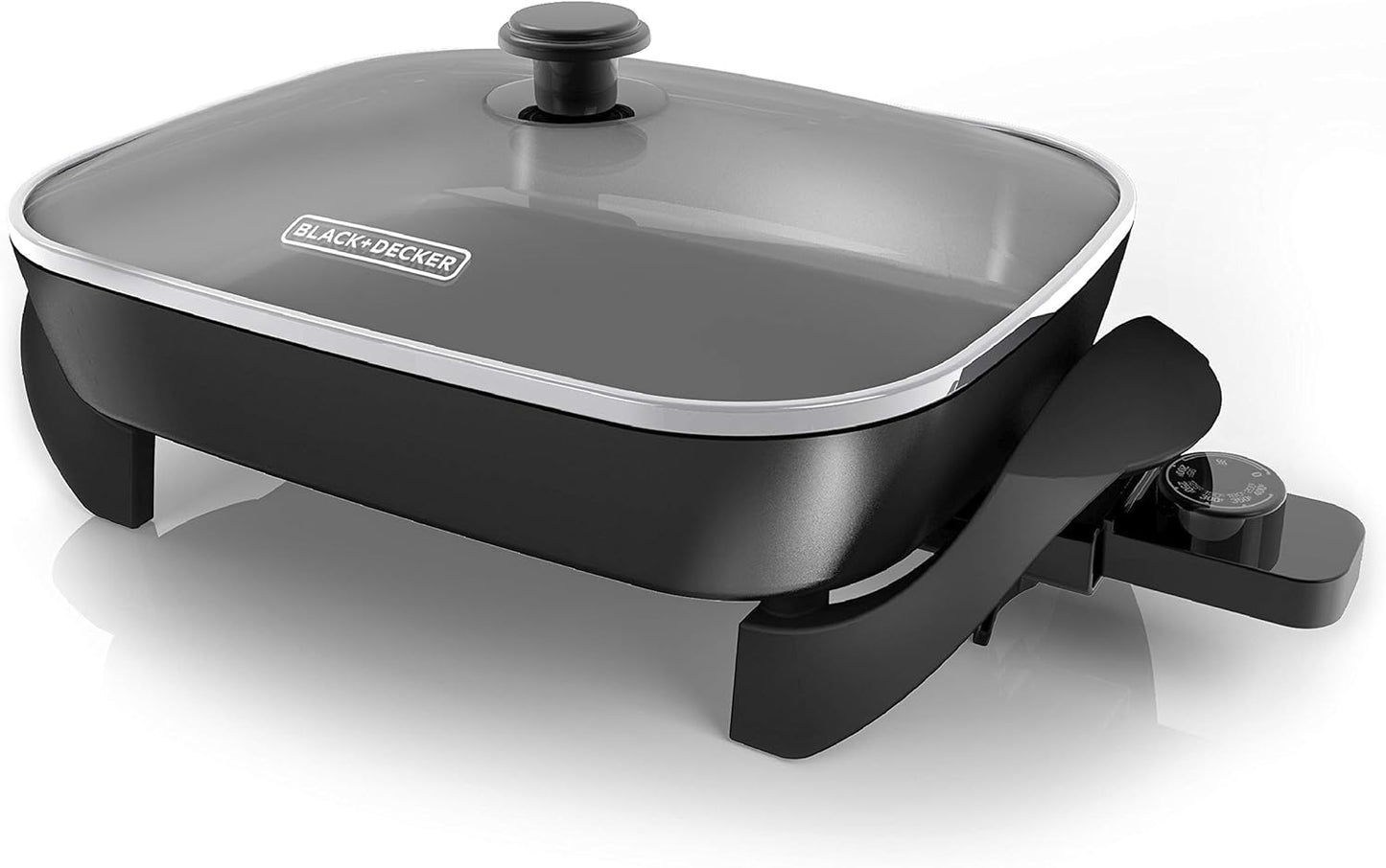 BLACK+DECKER Electric Skillet, Variable Temperature Control, Nonstick Cooking Surface, Dishwasher Safe, Tempered Glass Lid, 12"x15"
