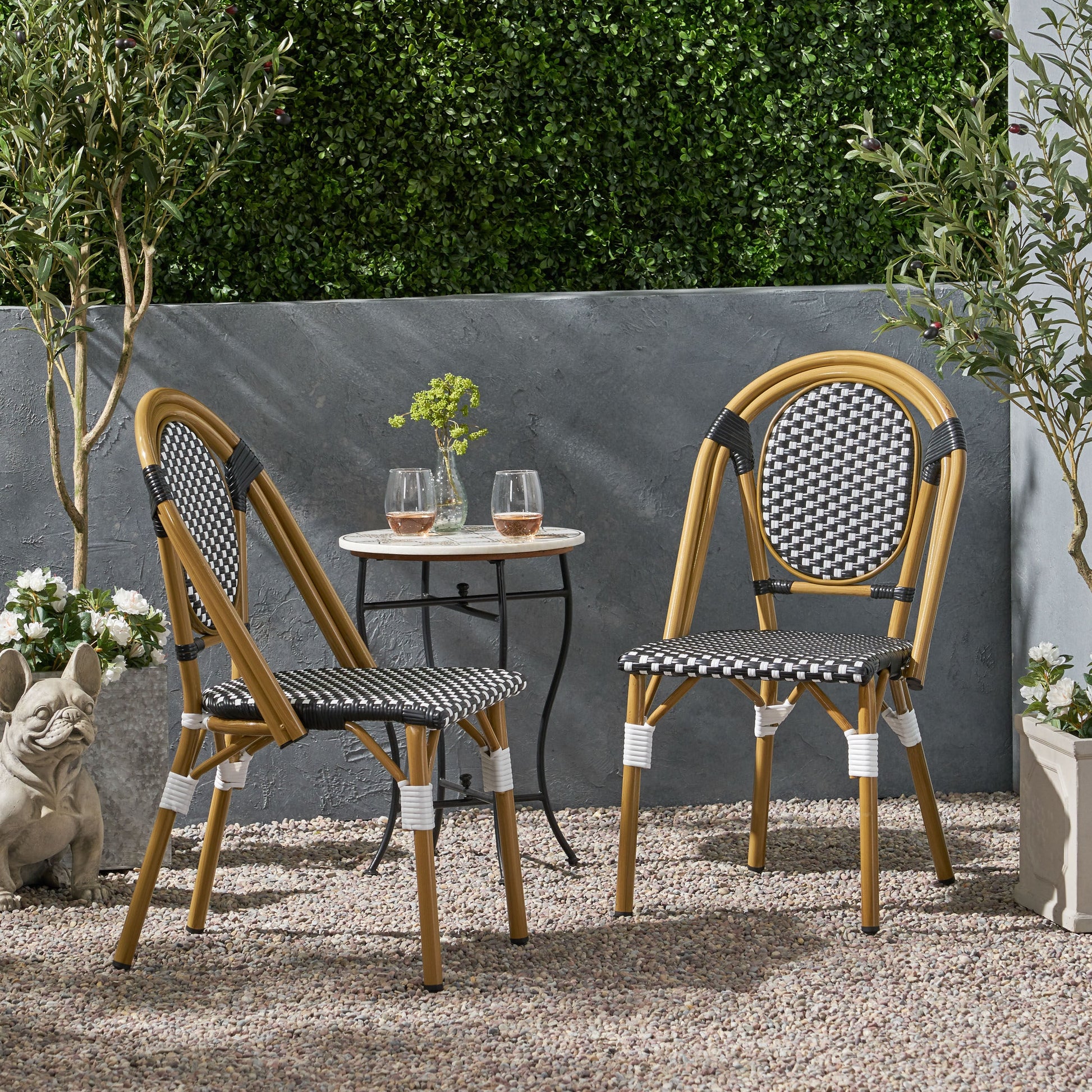 Direct Wicker Rosy Set of 2 Rattan brown Wood Frame Stationary Conversation Chair with Woven Seat