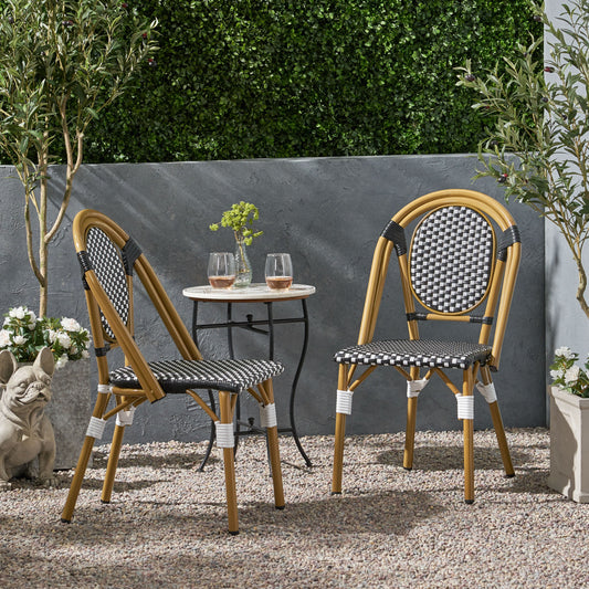 Direct Wicker Rosy Set of 2 Rattan brown Wood Frame Stationary Conversation Chair with Woven Seat