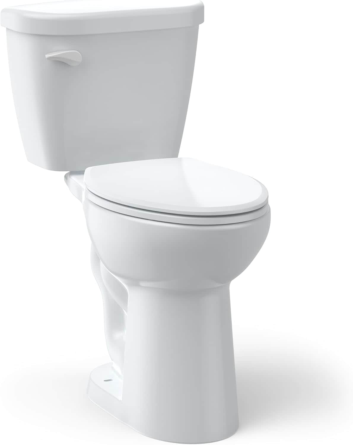 WhizMax Elongated ADA Height Two Piece Toilet 1.28 GPF WaterSense Certified Flush with Soft Close Seat 17inch Comfort Height Durable Ceramic Bowl 12inch Rough In Easy Installation