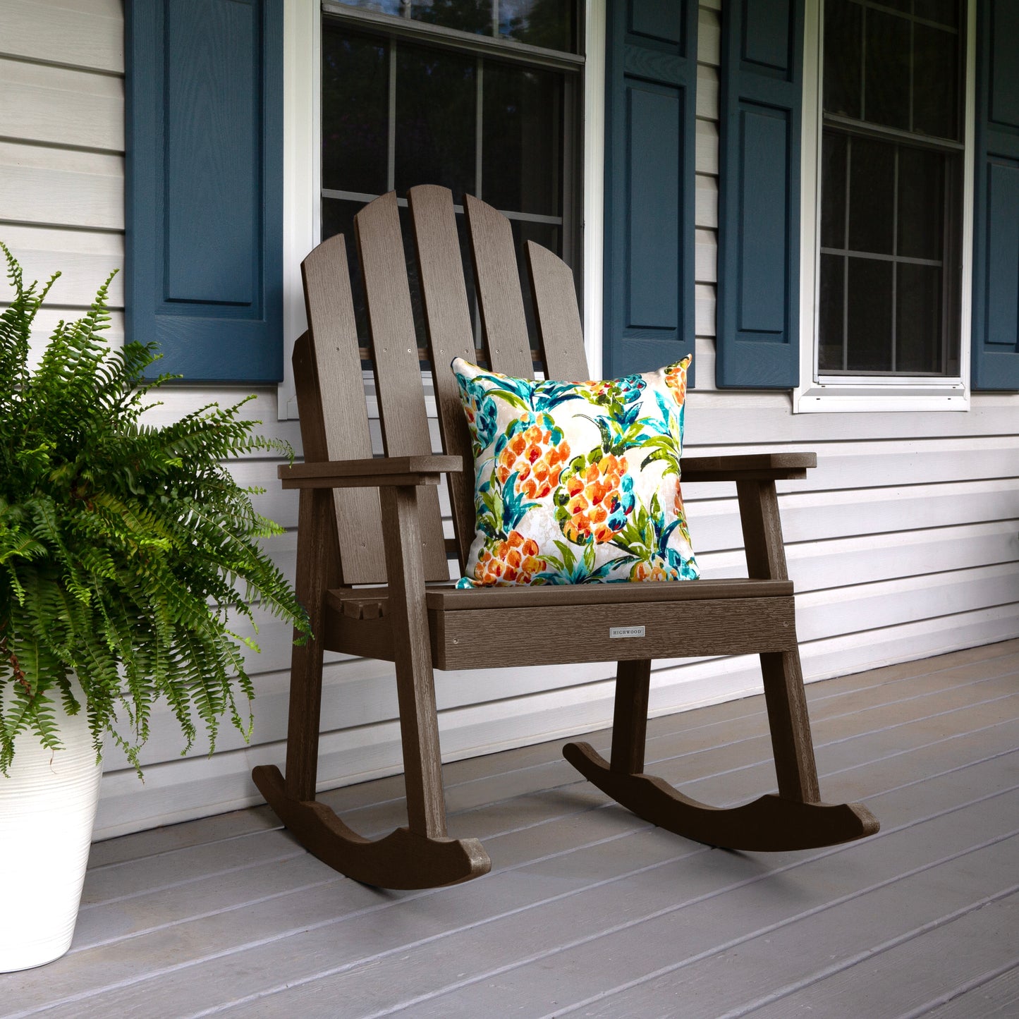 highwood The Classic Westport Weathered Acorn Poly-lumber Frame Rocking Chair with Slat Seat