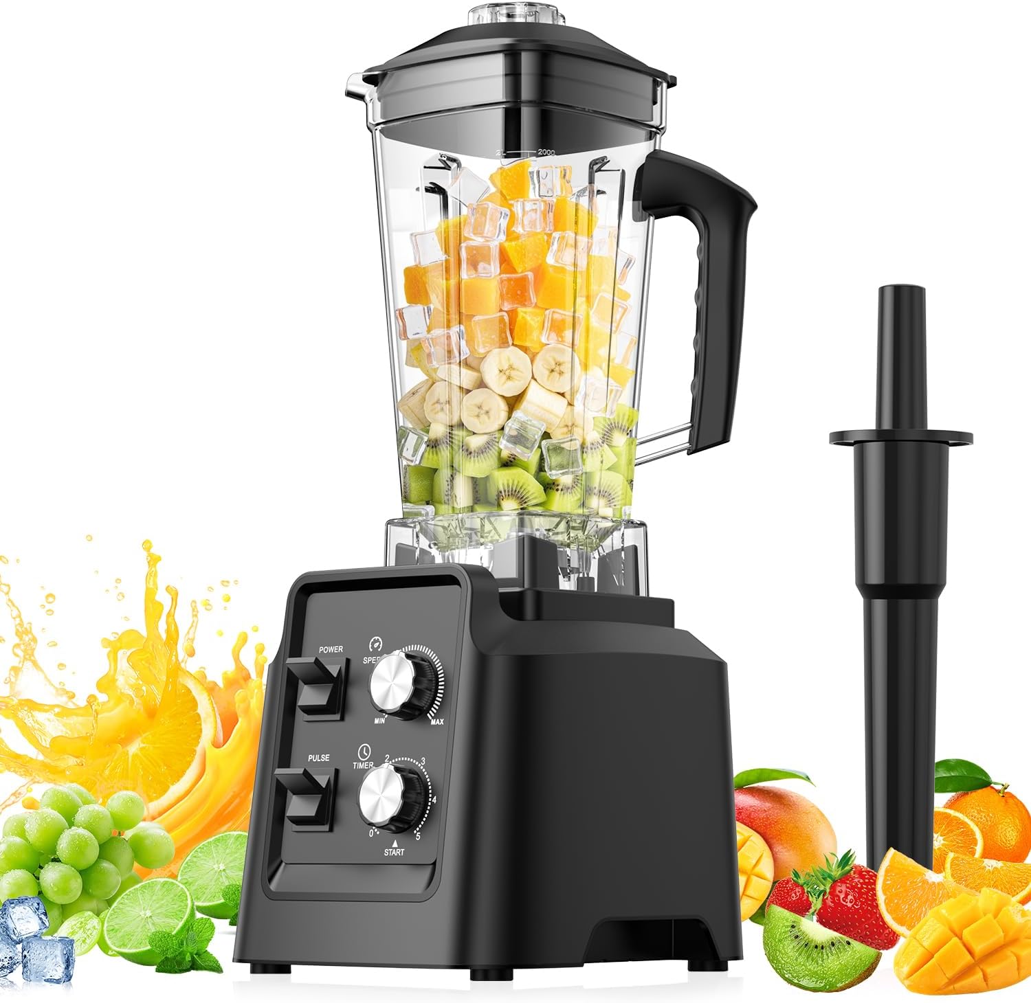 Blender for Smoothies - Countertop Blenders with 68oz Dishwasher-Safe Pitcher, Blenders for Kitchen, Ice Crushing & Frozen Fruit, BPA Free