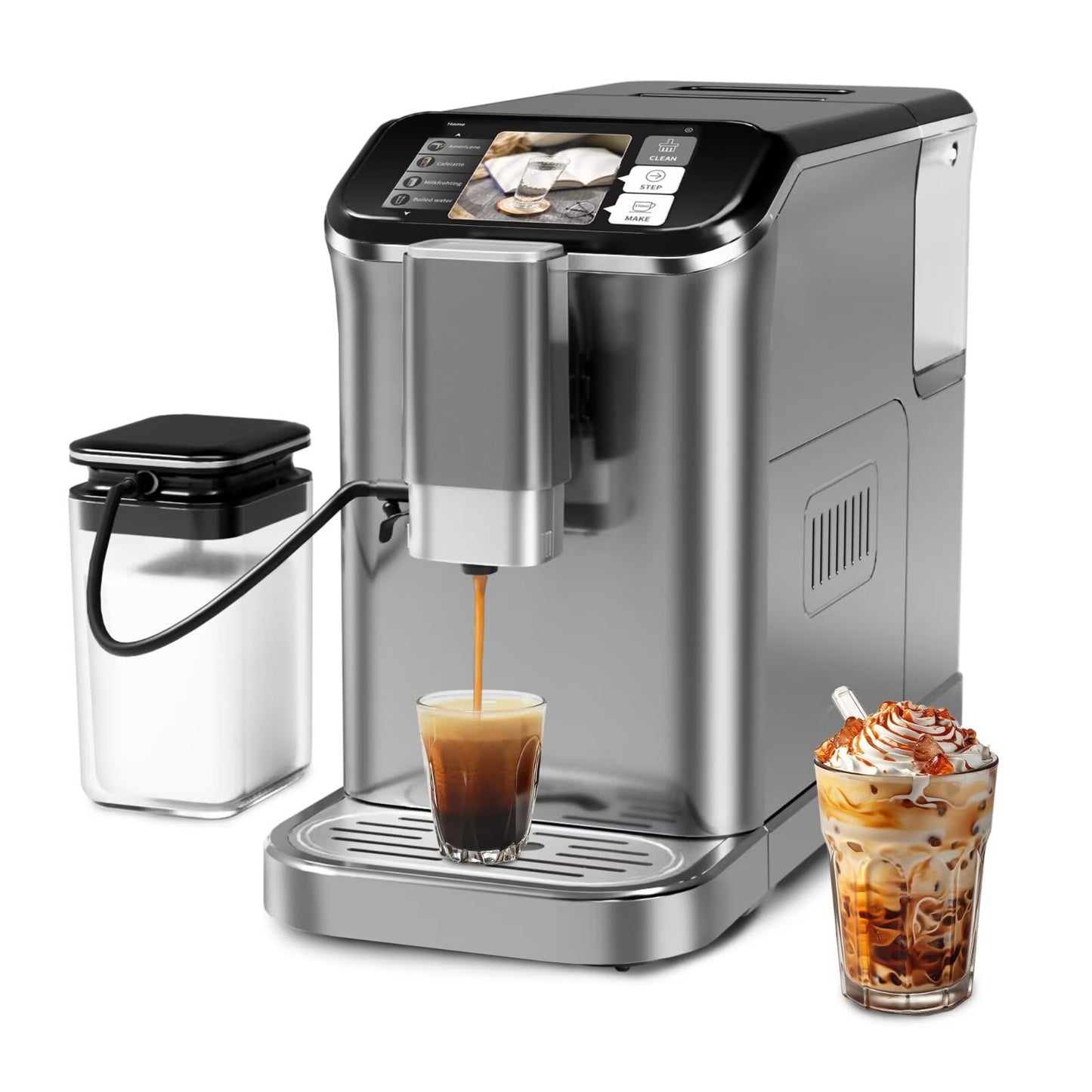 Qeetex Fully Automatic Espresso Machine 20 Bar 1350W Espresso and Cappuccino Machine with Automatic Milk Frother Gift for Coffee Lover