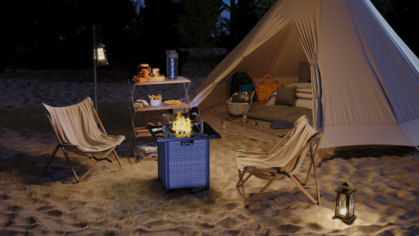 Runesay 27.6-in W Gray Portable Stainless steel Square Tabletop Liquid propane Fire pit