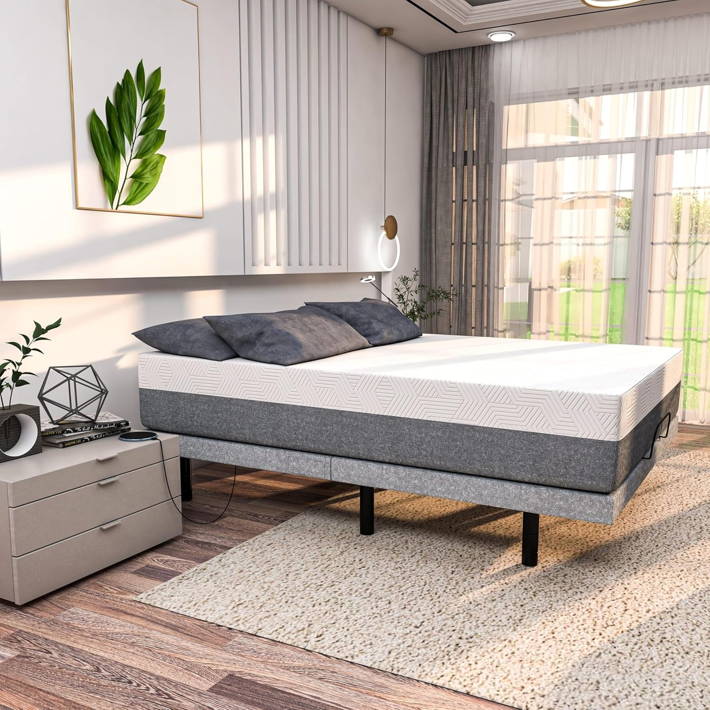 Renanim Twin XL 10-inch Cooling Gel Memory Foam Firm Mattress in a Box - Breathable Bed Mattress for Cooler Supportive Sleep