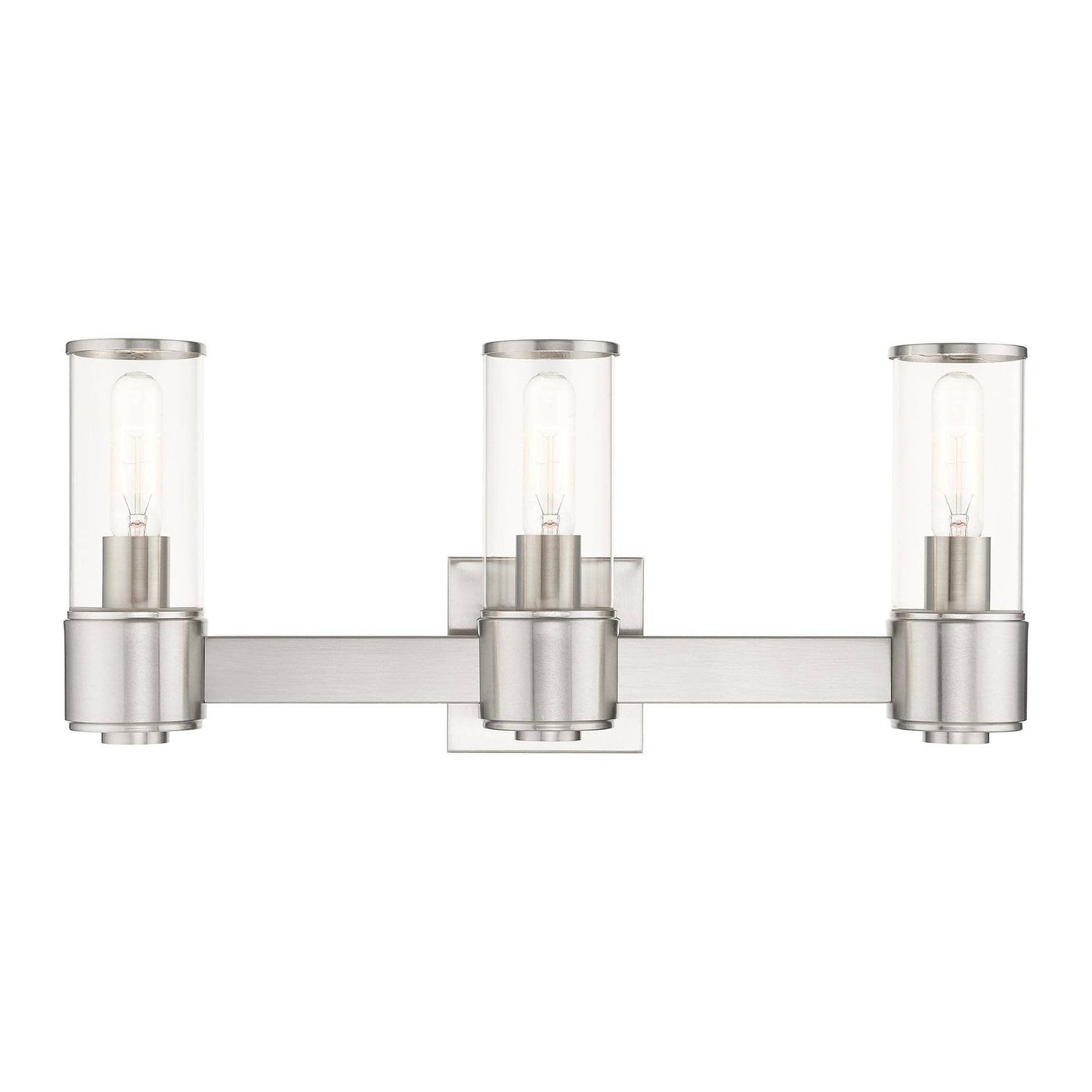 Livex Lighting Quincy 3 - Light Brushed Nickel / Silver Contemporary / Industrial / Minimalist Incandescent Steel Wall Sconce