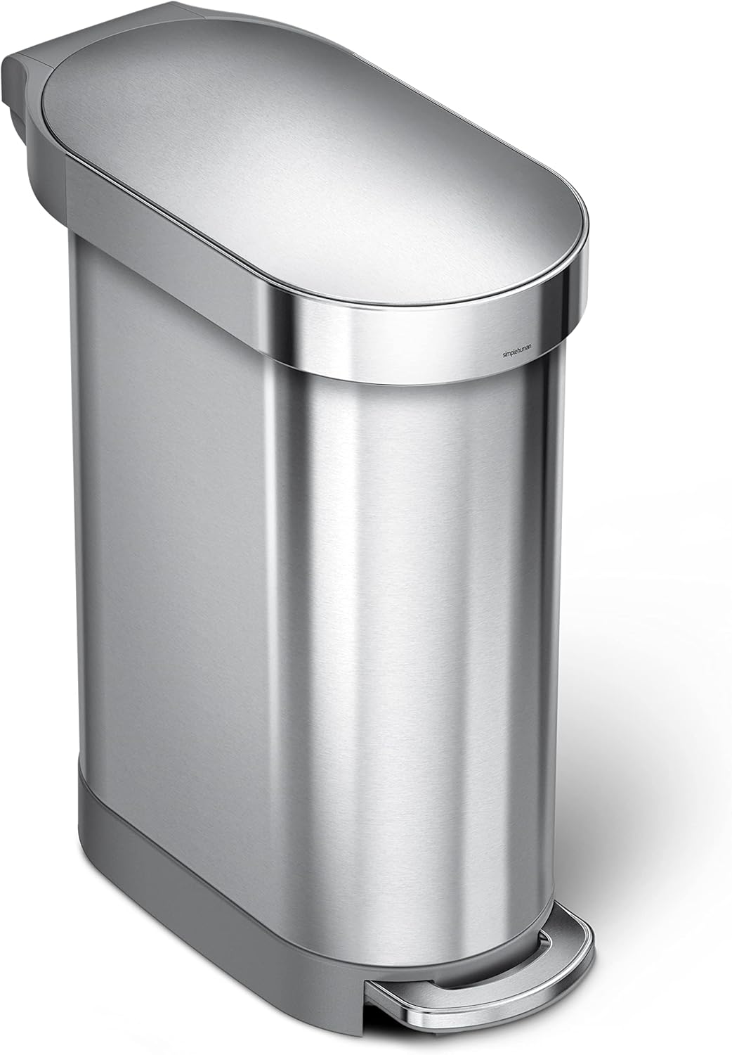 simplehuman 45 Liter \/ 12 Gallon Slim Hands-Free Kitchen Step Trash Can, Brushed Stainless Steel