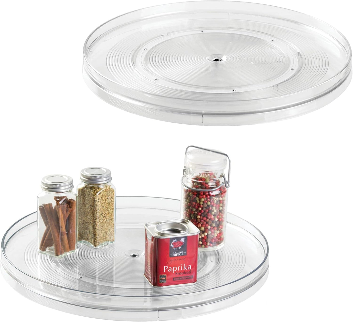iDesign 14.5-Inch Round Lazy Susan Organizer for Kitchen or Pantry Storage - Set of 2 - Clear