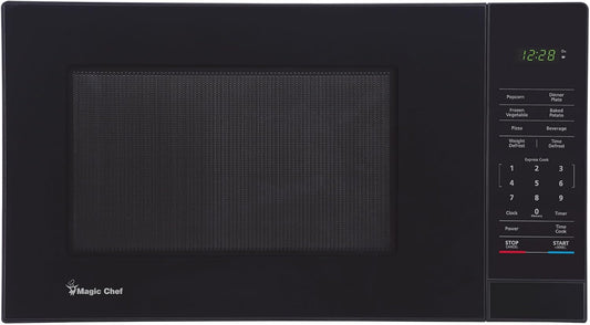 Magic Chef Compact Countertop Microwave Oven, 1000 Watts, Black, 1.1 Cu. Ft. - Digital Kitchen Appliance with One-Touch Cooking, Child Lock, Timer, Reheat, Defrost and 10 Power Levels