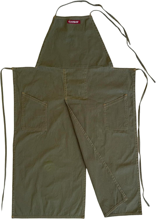 Claypron, OLIVE GREEN, the original split apron for potters, chefs and gardeners