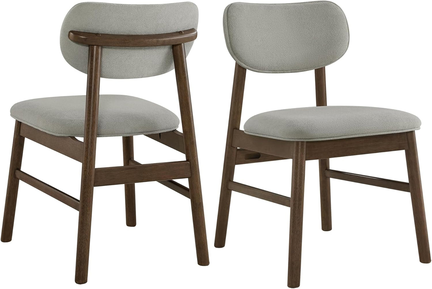 CHITA Upholstered Dining Chairs Set of 2, Mid Century Modern Kitchen & Dining Room Chairs, Rubberwood Frame in Walnut, Chenille Fabric in Silver (Gray)