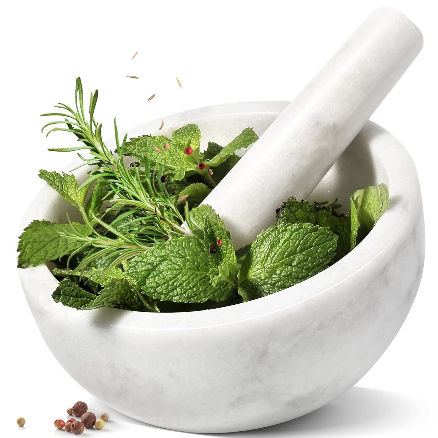 Koville Marble Mortar and Pestle Set, 7"-4 Cups Grinder Bowl for Guacamole, Salsa, Pill Crusher, Spice, Herb, Garlic, Nut, Heavy Duty Grinder for Kitchen(Namib Fantasy)