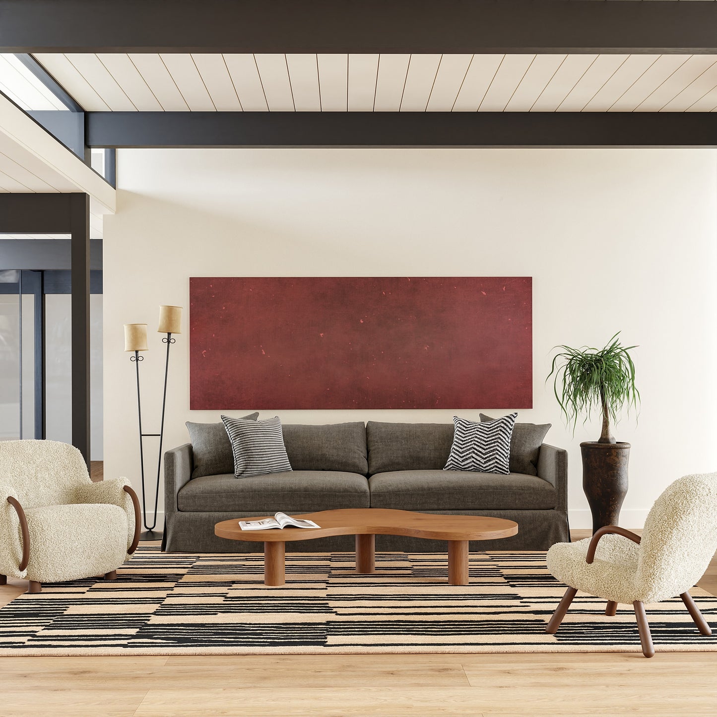 nuLOOM Tara Striped Wool 8ft. x 10ft. Black Area Rug