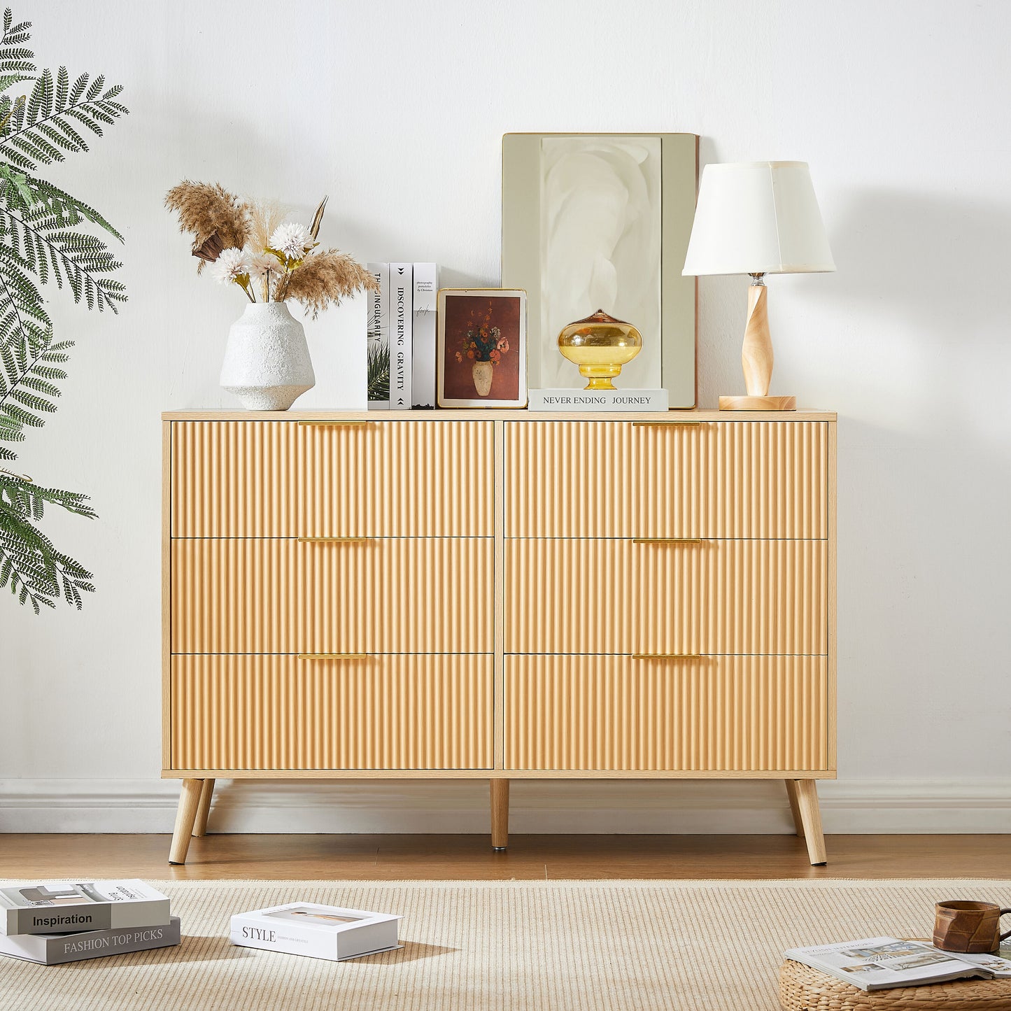 Tatayosi Natural Bedroom Dresserouble Dressers with Wavy Drawers Wooden Chest of Drawers for Childrens Room Living Room Entrance and Hallway