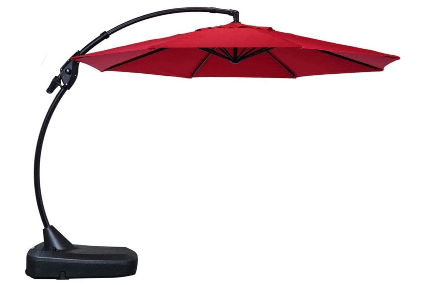 Boyel Living 12 ft. Aluminum Pole Octagon Cantilever Patio Umbrella with Base in Red – Fade Resistant UV Protected 360 Degree Rotating and 0-45 Degree Tilting