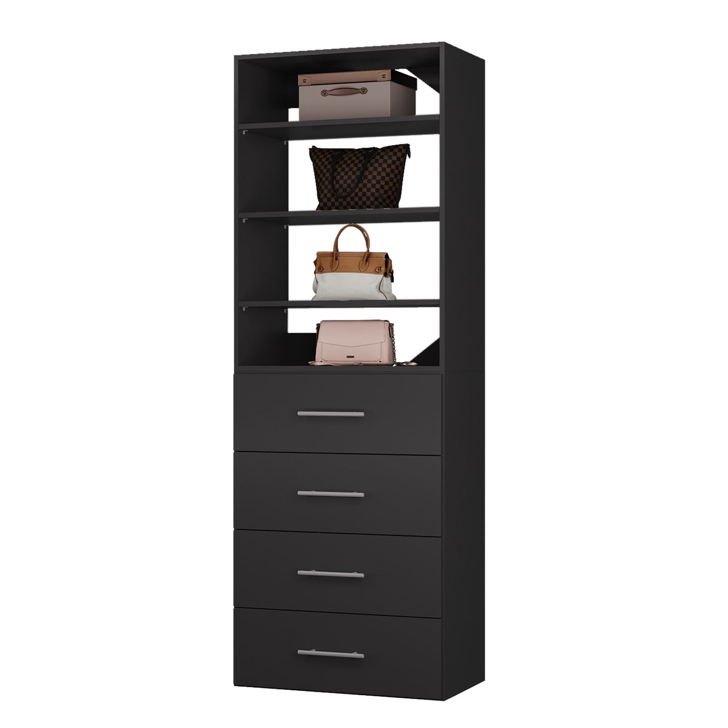 LOVMOR 31.5 in Black Modular Closet System Unit-Customizable Wall Mounted Walk-In Closets for Bedroom or Walk-in Closet