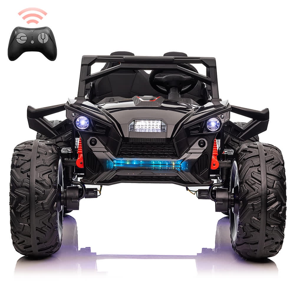 Qeetex 24V 2 Seater Kids Ride On UTV with Remote Control 4WD Electric Car Black