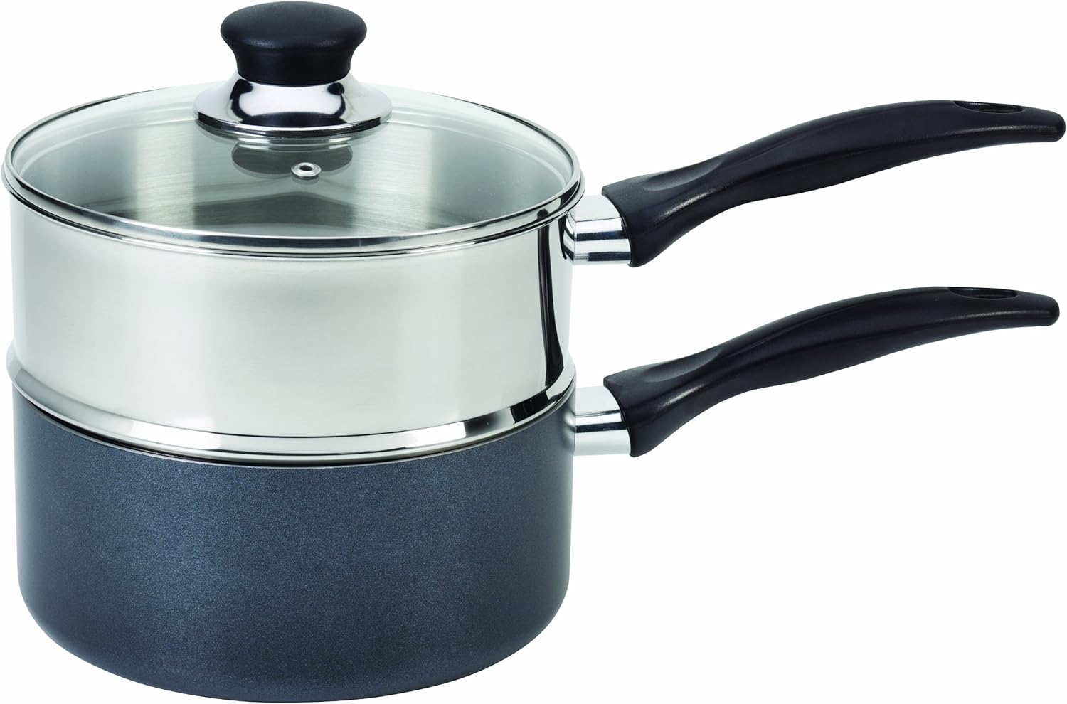 T-fal Specialty Nonstick Double Boiler 3 Quart Oven Safe 350F Cookware, Pots and Pans, Dishwasher Safe Silver\/Black