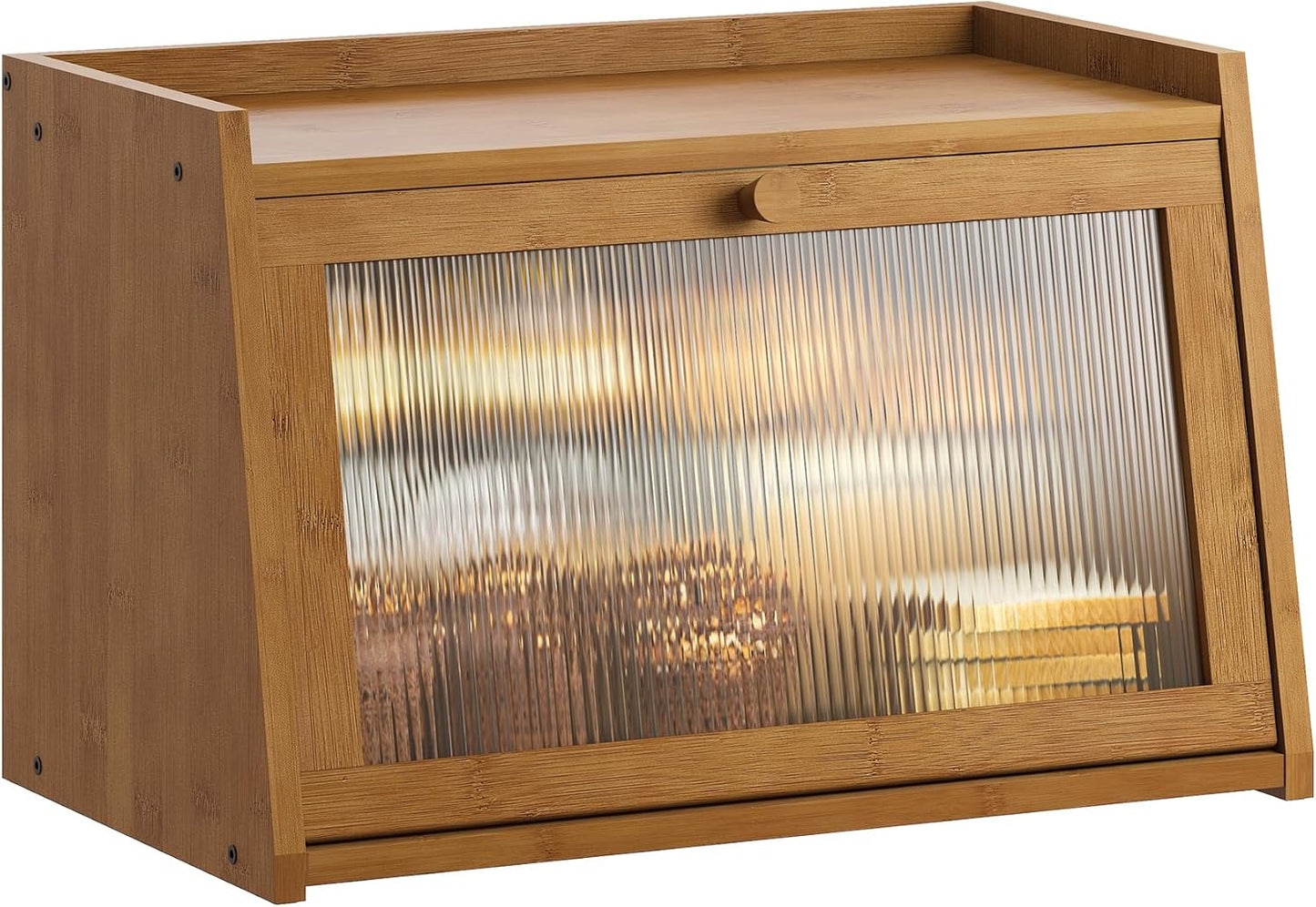 GHWIE Large Bread Box, Easy Access & Cleaning - Bamboo Bread Box for Kitchen Countertop with Acrylic Door (Coffee, Medium)