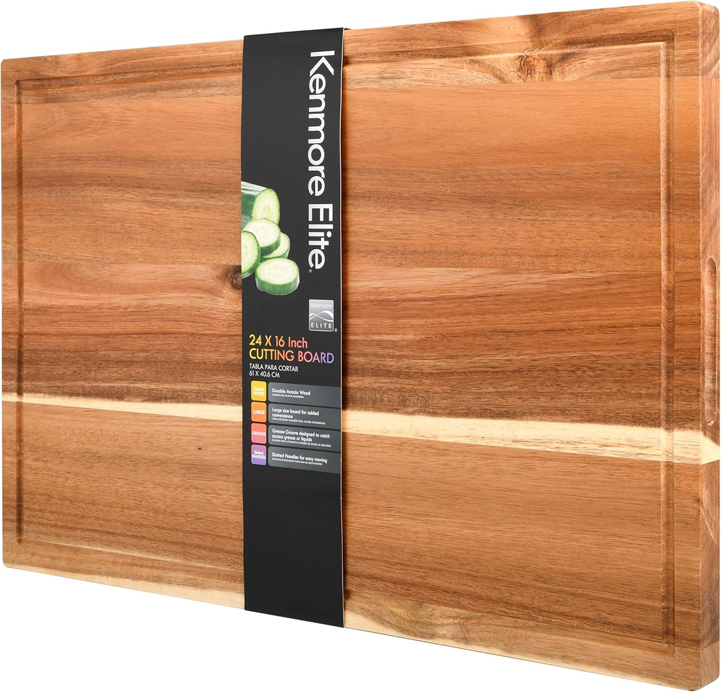 Kenmore Kenosha Heavy Duty Acacia Wood Extra Large Cutting Board W\/Juice Grove, 24x16-inch