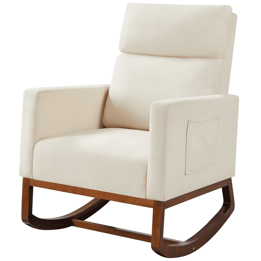 Alden Design Fabric Upholstered Rocking Accent Chair, Beige
