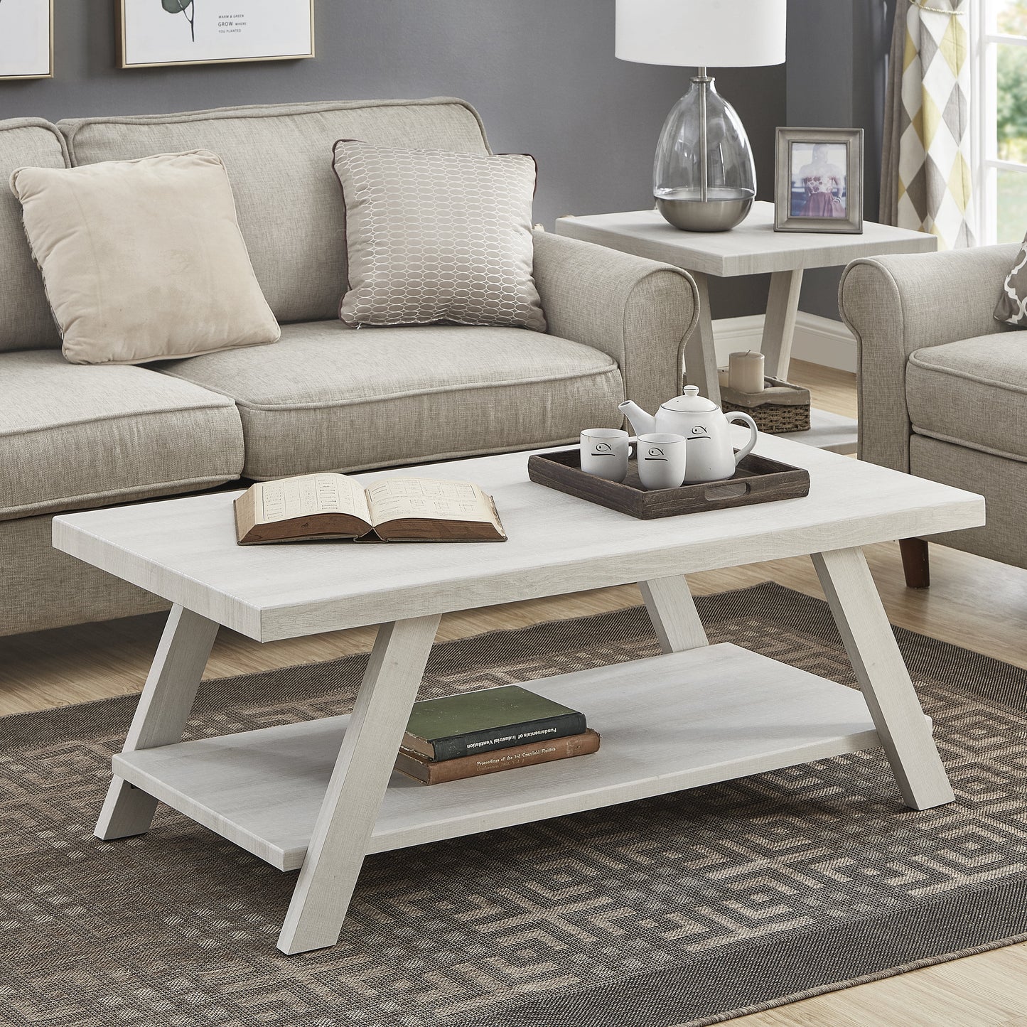 Athens Contemporary Wood Shelf Coffee Table